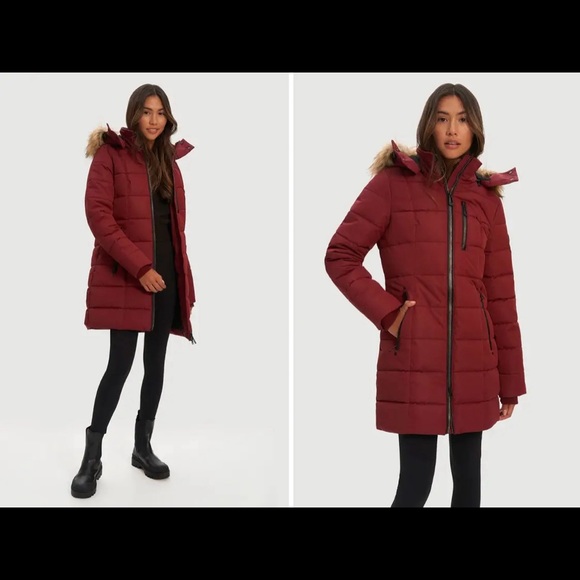 NOIZE Cranberry Red Women's Vegan Winter Parka (XS) - Picture 6 of 7